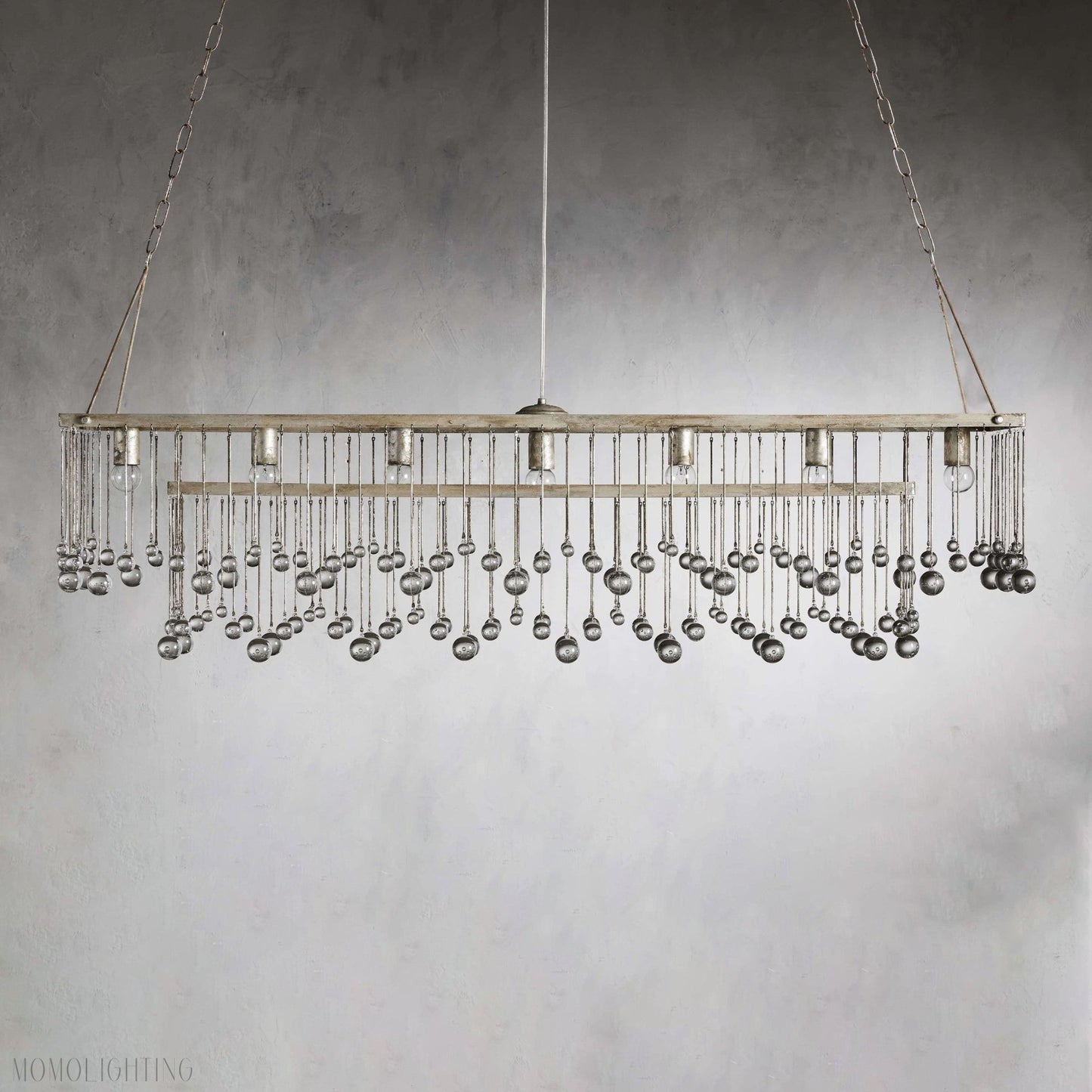 Aubrey Crystal Ball Rectangular Chandelier 47'' 60''-Nobipets