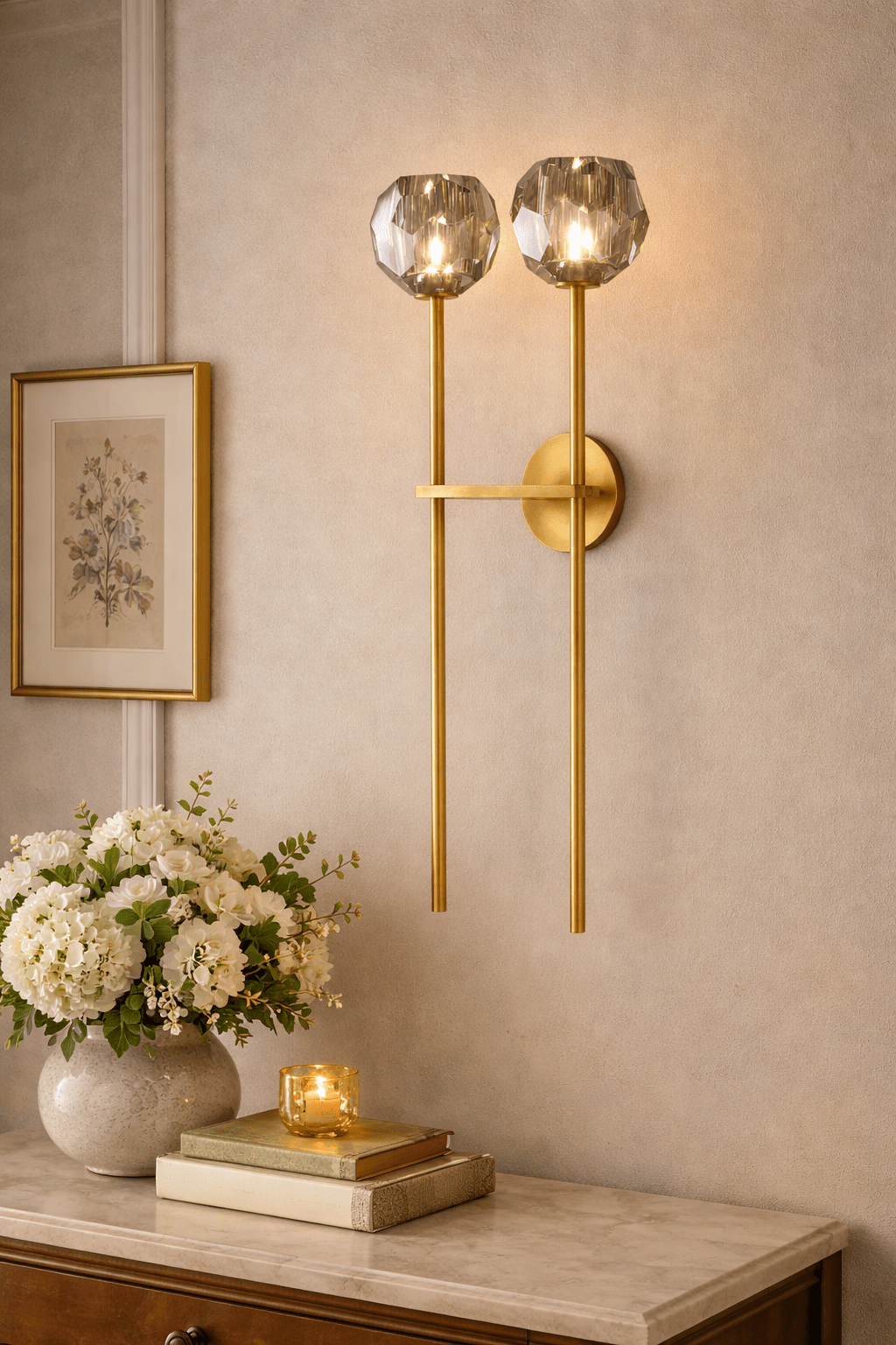 Boule do Cristal Smoke Glass Grand Double Sconce
