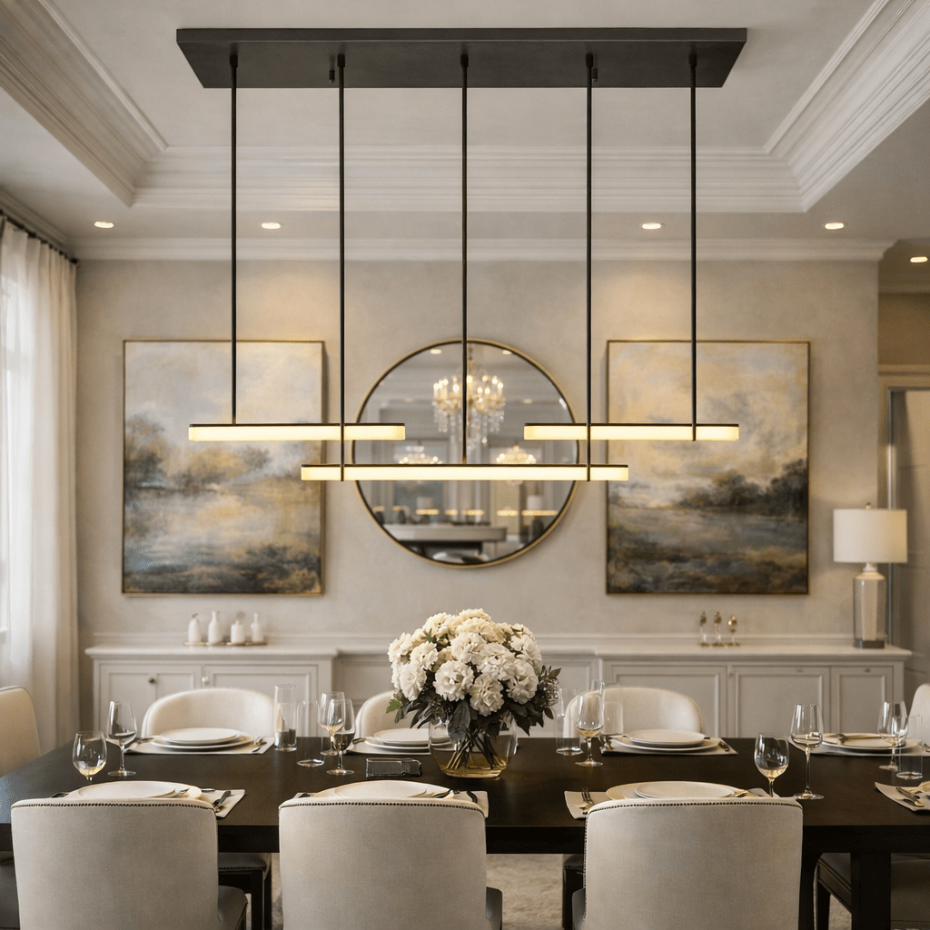 BUDUBON ALABASTER TRIPLE BAR LINEAR CHANDELIER