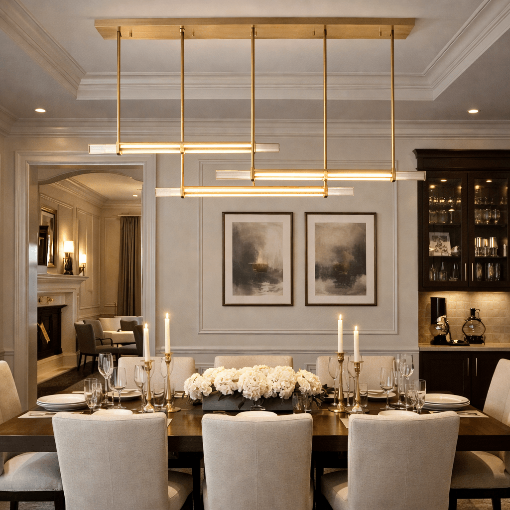 Budubon Crystal Triple Bar Linear Chandelier