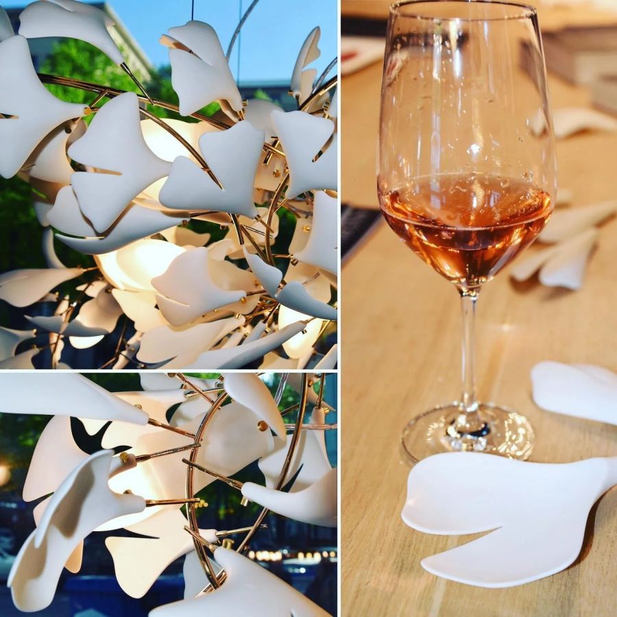 Ceramic Ginkgo Leaf Linear Extended Chandelier-Nobipets