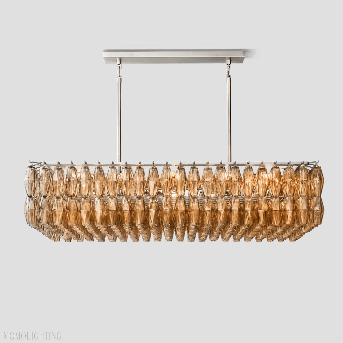 Chiara Glass Tiered Rectangular Chandelier 54"W-Nobipets