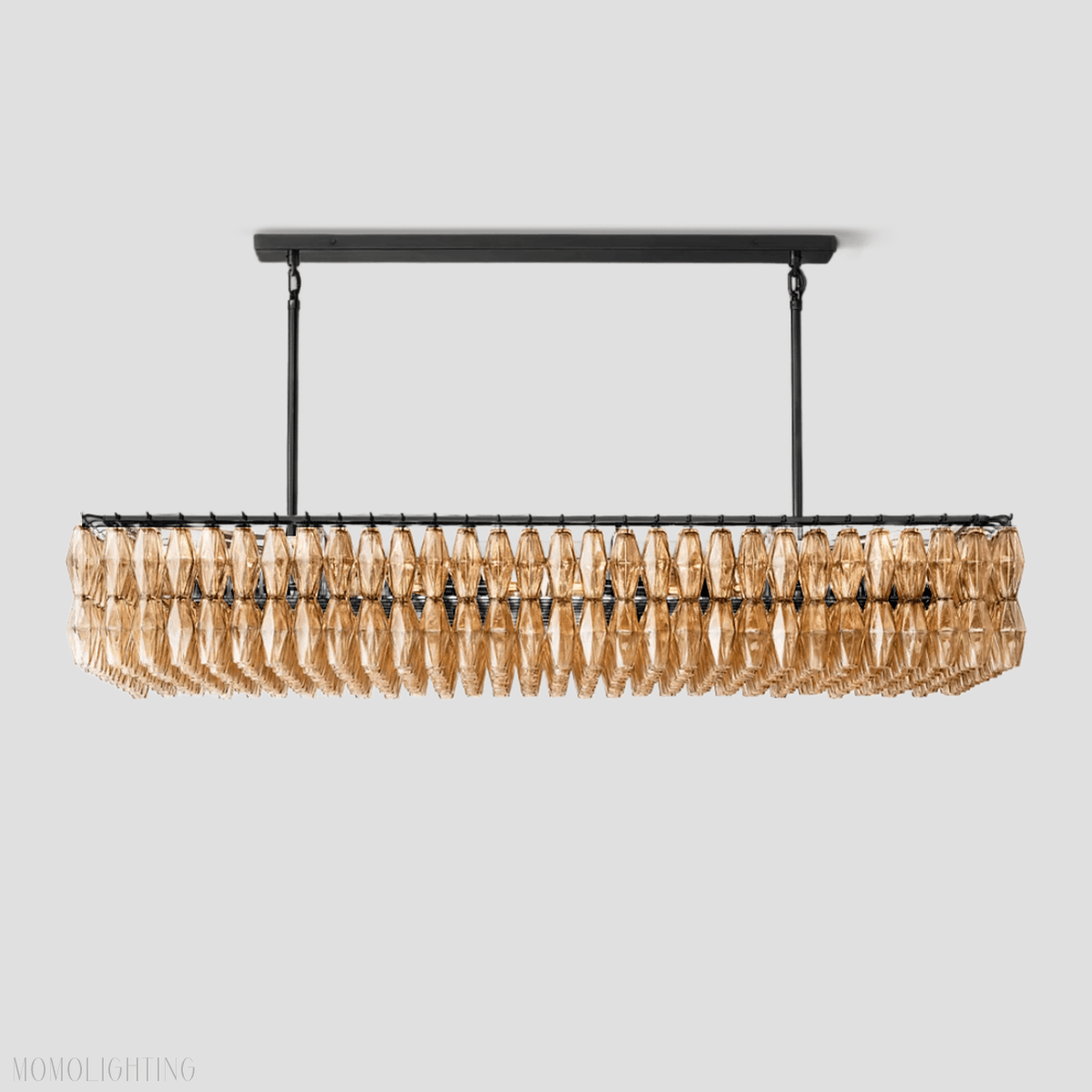 Chiara Glass Tiered Rectangular Chandelier 74"W-Nobipets