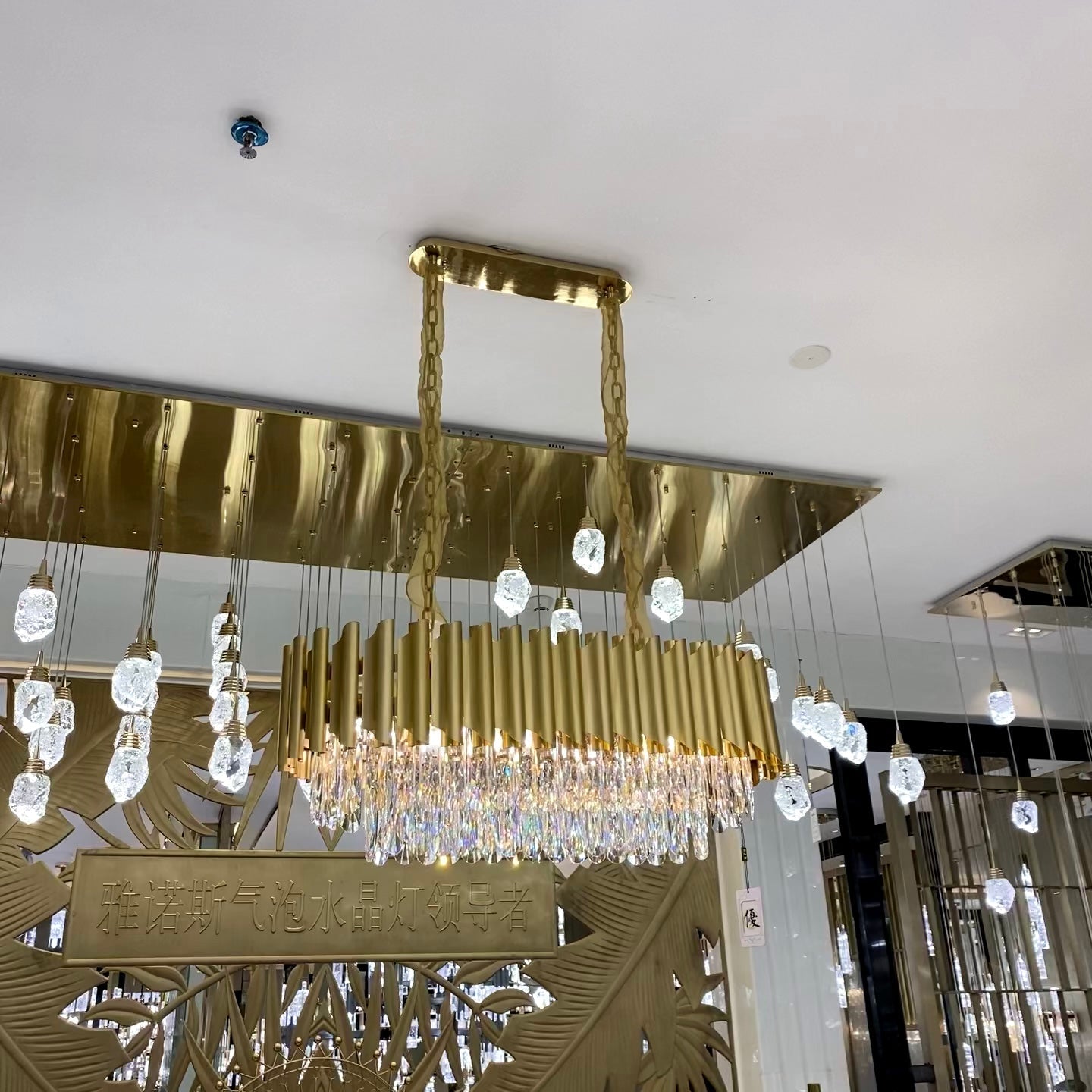 Classic Modern Round/Rectangle Crystal Chandelier in Gold Finish for Living/Dining Room-Nobipets