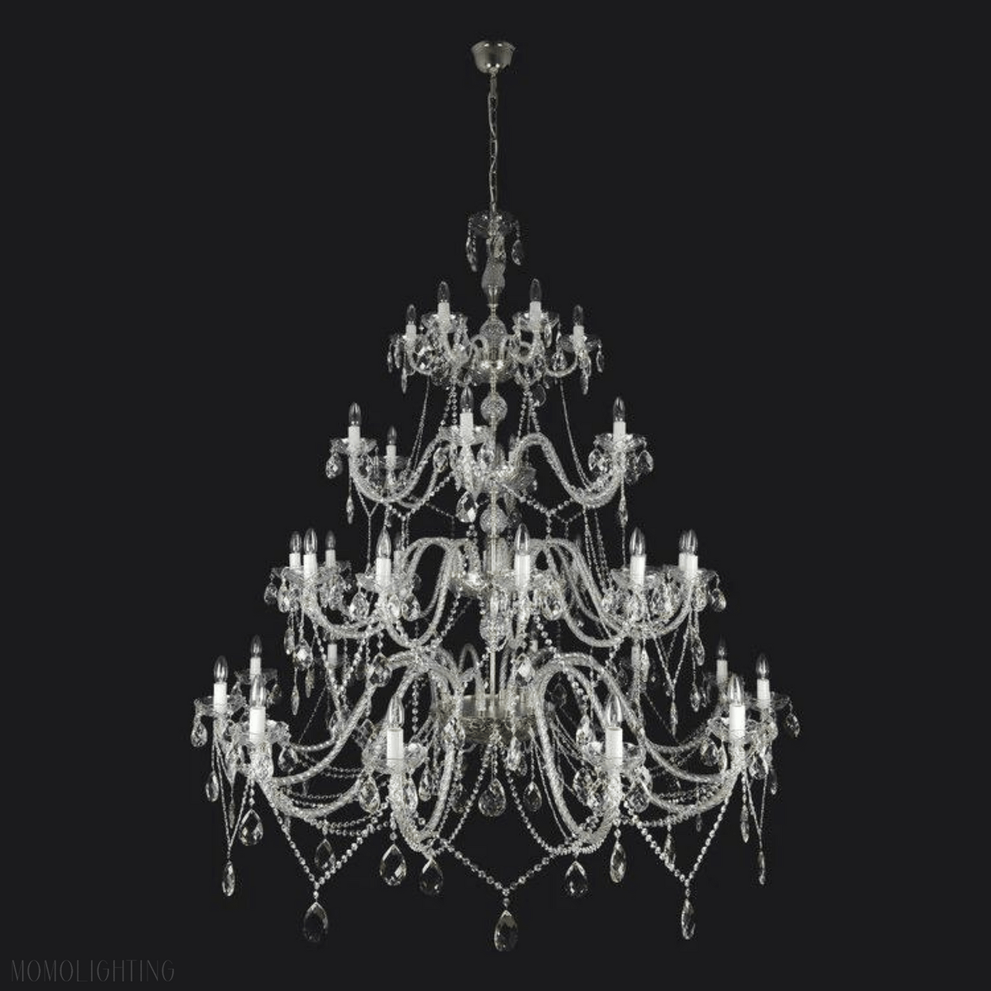 Classical Finesse 36 Crystal Glass Chandelier (Gold/Silver)-Nobipets