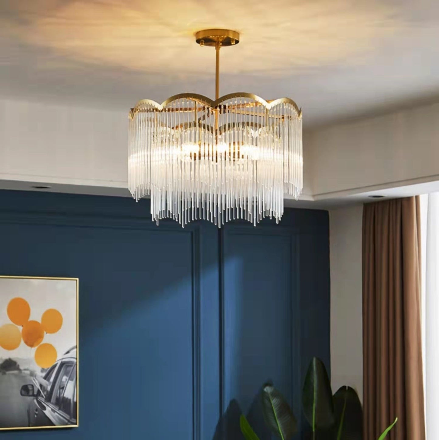 Elegant Lighting Chandelier Linear Crystal Lamp For Living/ Dining Room-Nobipets