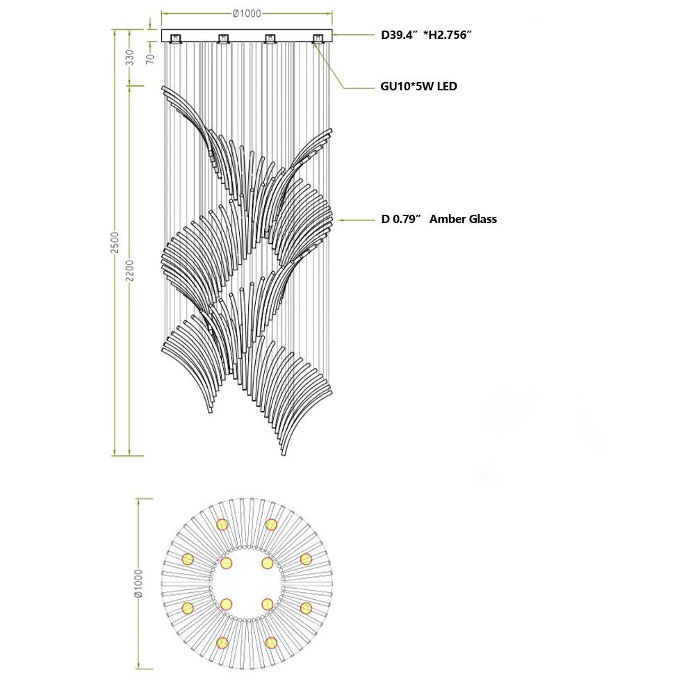 European Style Spiral Glass Chandelier for Staircase/Foyer/Hotel/Villa-Nobipets