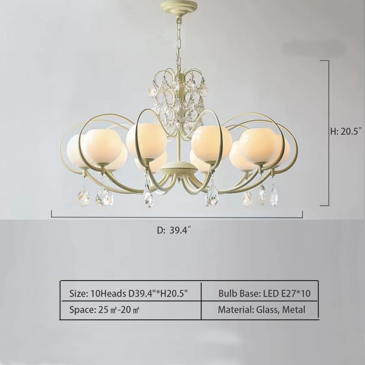French Modern Minimalist Cream Style Dome Chandelier for Living Room/Bedroom-Nobipets