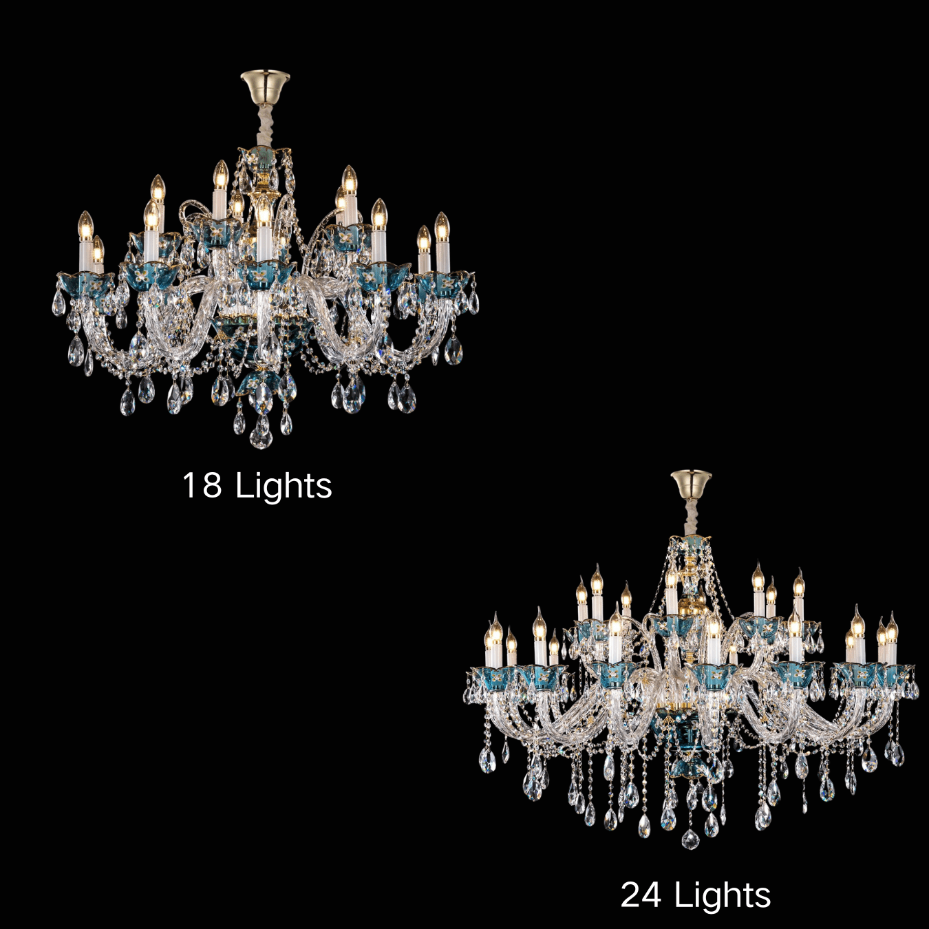 French Romantic Blue Crystal Designer Chandelier Modern Art Candle Branch Light Fixture For Bedroom/Living Room/Dining Room-Nobipets