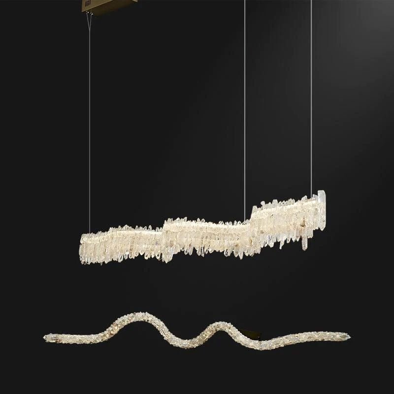 Gina Rock Crystal Linear Chandelier-Nobipets