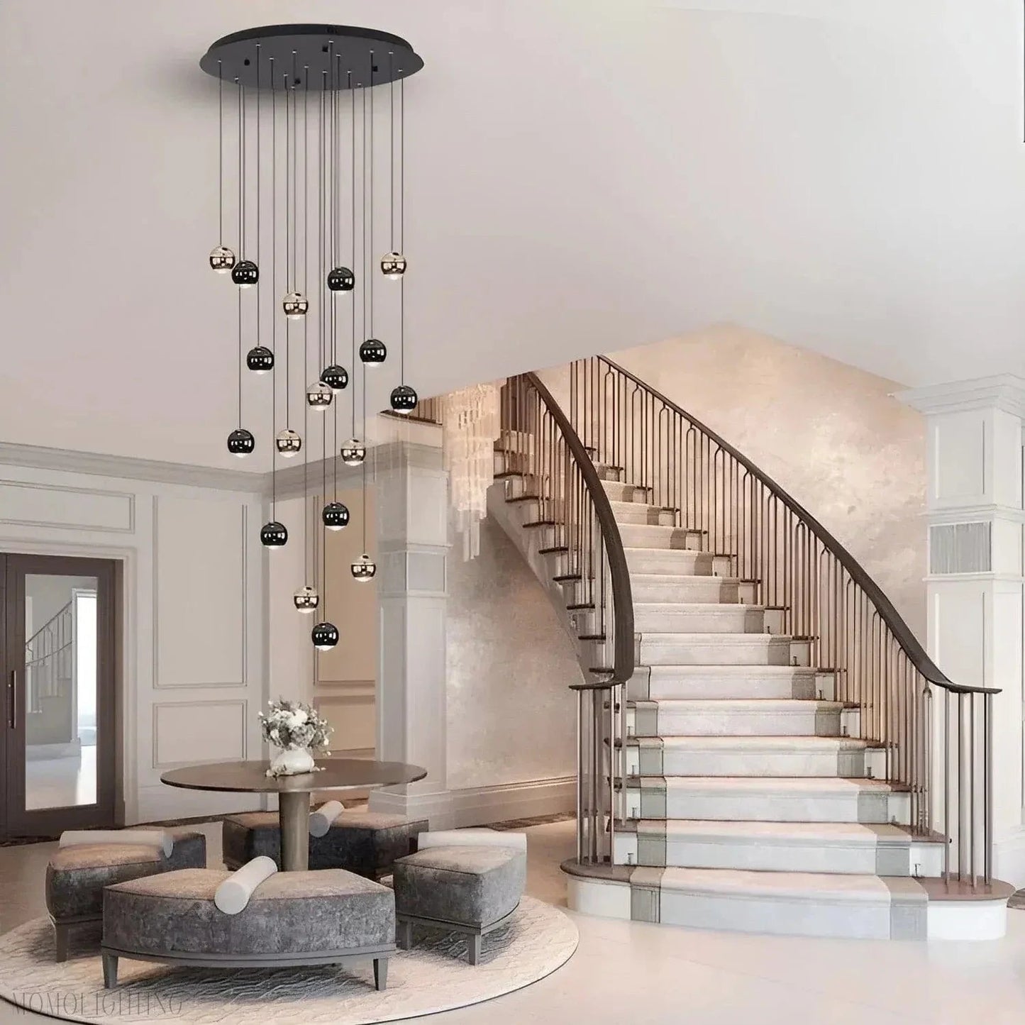 Glass Foyer & Staircase Chandelier-Nobipets