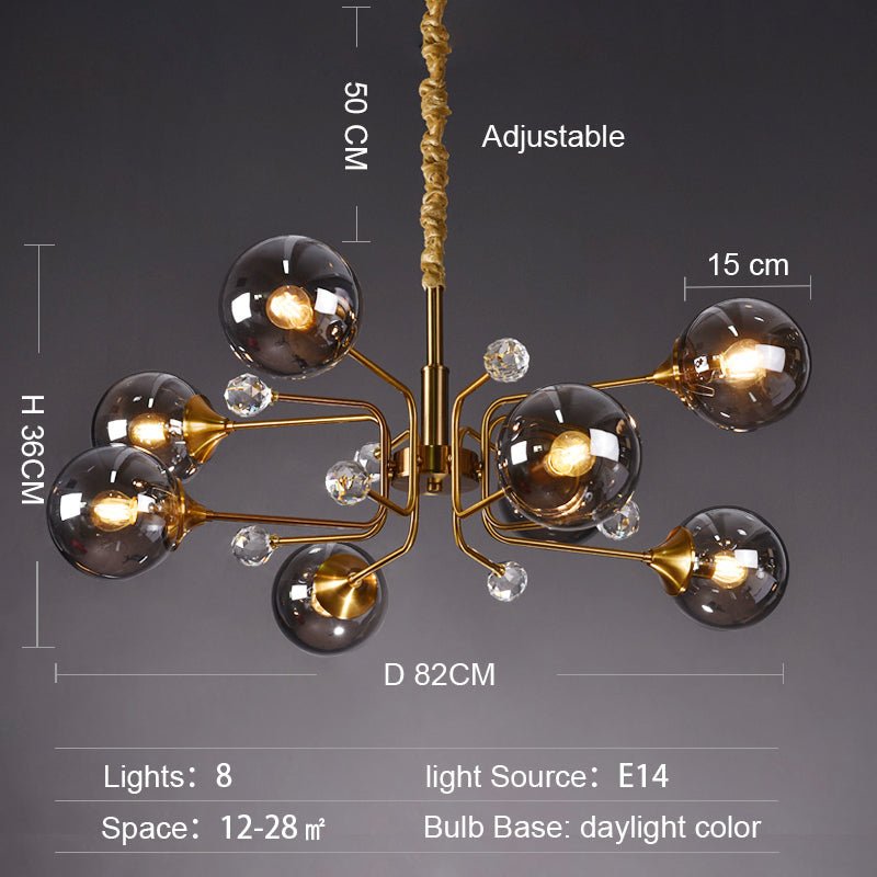 Glass Globes Chandelier|Sputnik Ceiling Fixtures Light|Magic Bean Mid Century Pendant-Nobipets