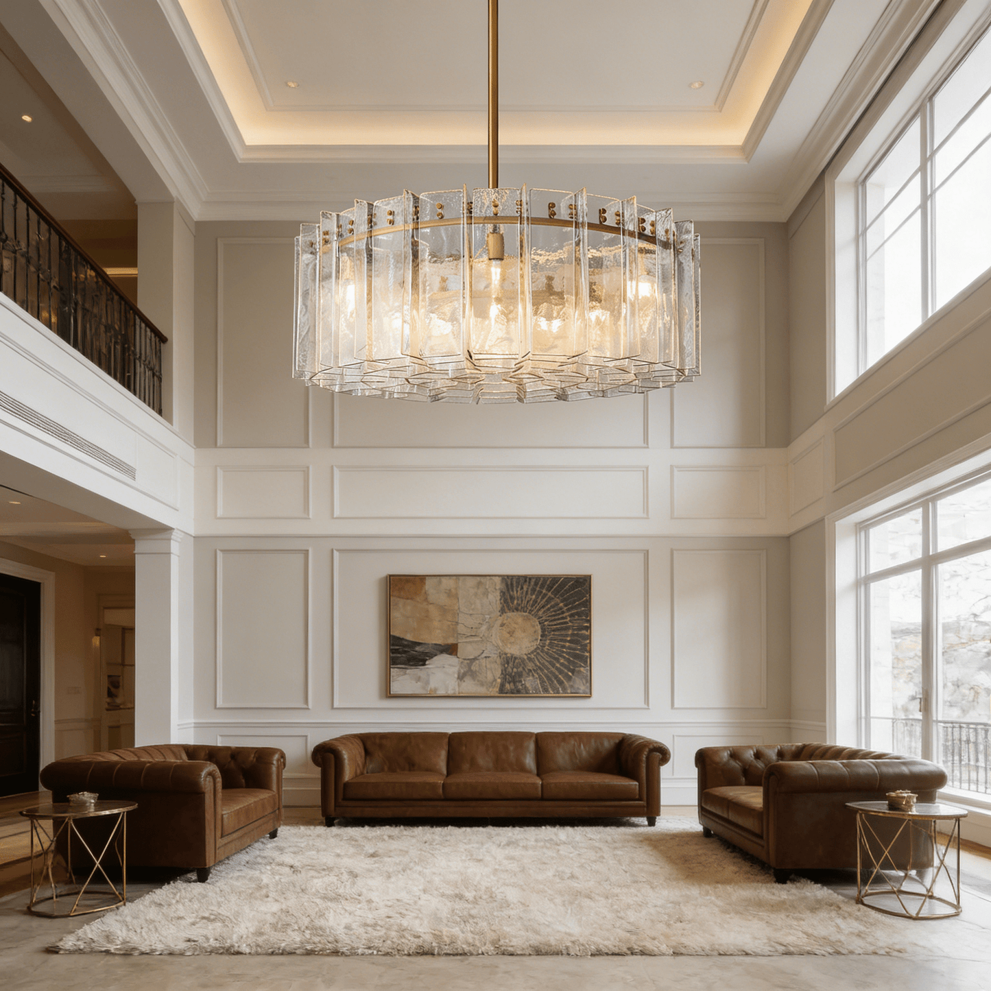 Lattica Clear Glass Gold Chandelier for Dining Room, Living Room, Bedroom