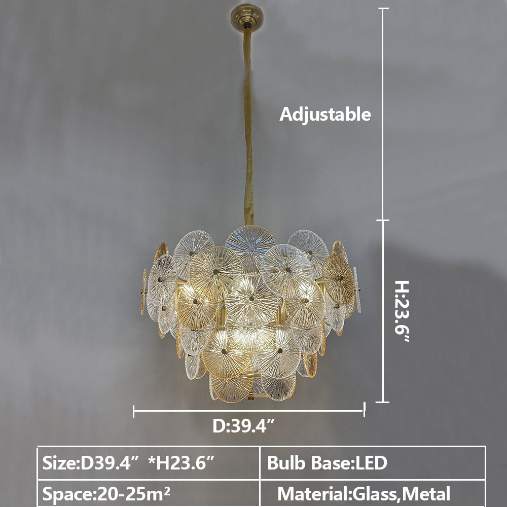 Light Luxury Art Design Creative Round Multi-tiered Glass Chandelier for Living Room/Bedroom-Nobipets