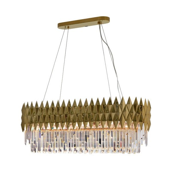 Luxury 1/2-Tier Round/Rectangular Gold Finish Crystal Chandelier for Living Room/Bedroom-Nobipets