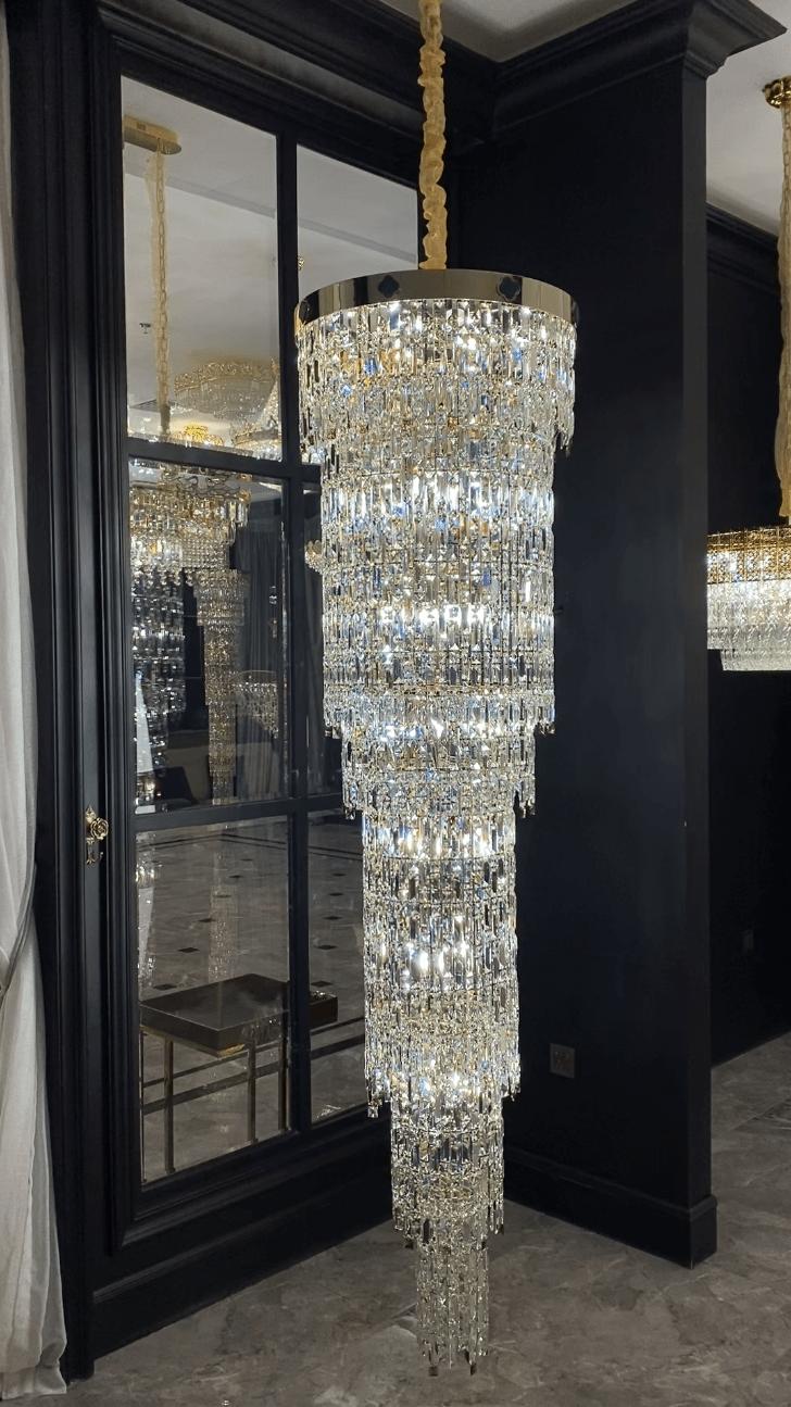 Luxury Modern Round Multi-layers Crystal Chandelier with Four Leaf Clover for Staircase/High-ceiling Space/ Foyer-Nobipets