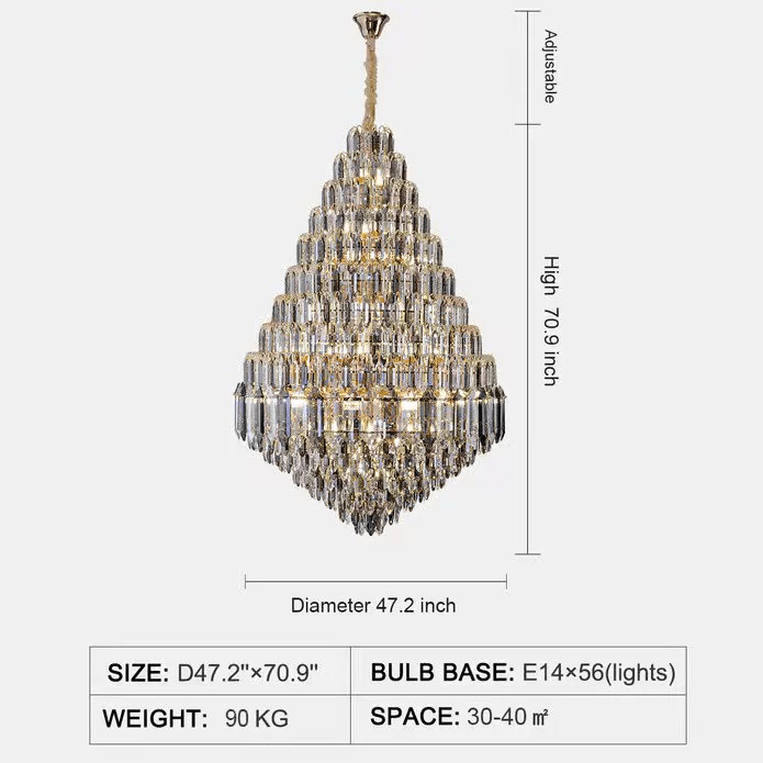 Luxury Multi-tiered Honeycomb Crystal Chandelier for High-ceiling-Nobipets
