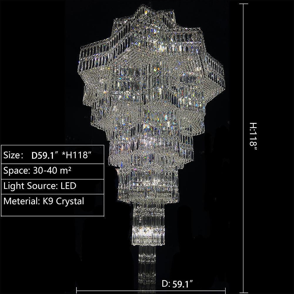 Luxury Plaza Multi-Tier Crystal Chandelier for High Ceilings/Hotel Hall / 2 Story Foyer-Nobipets