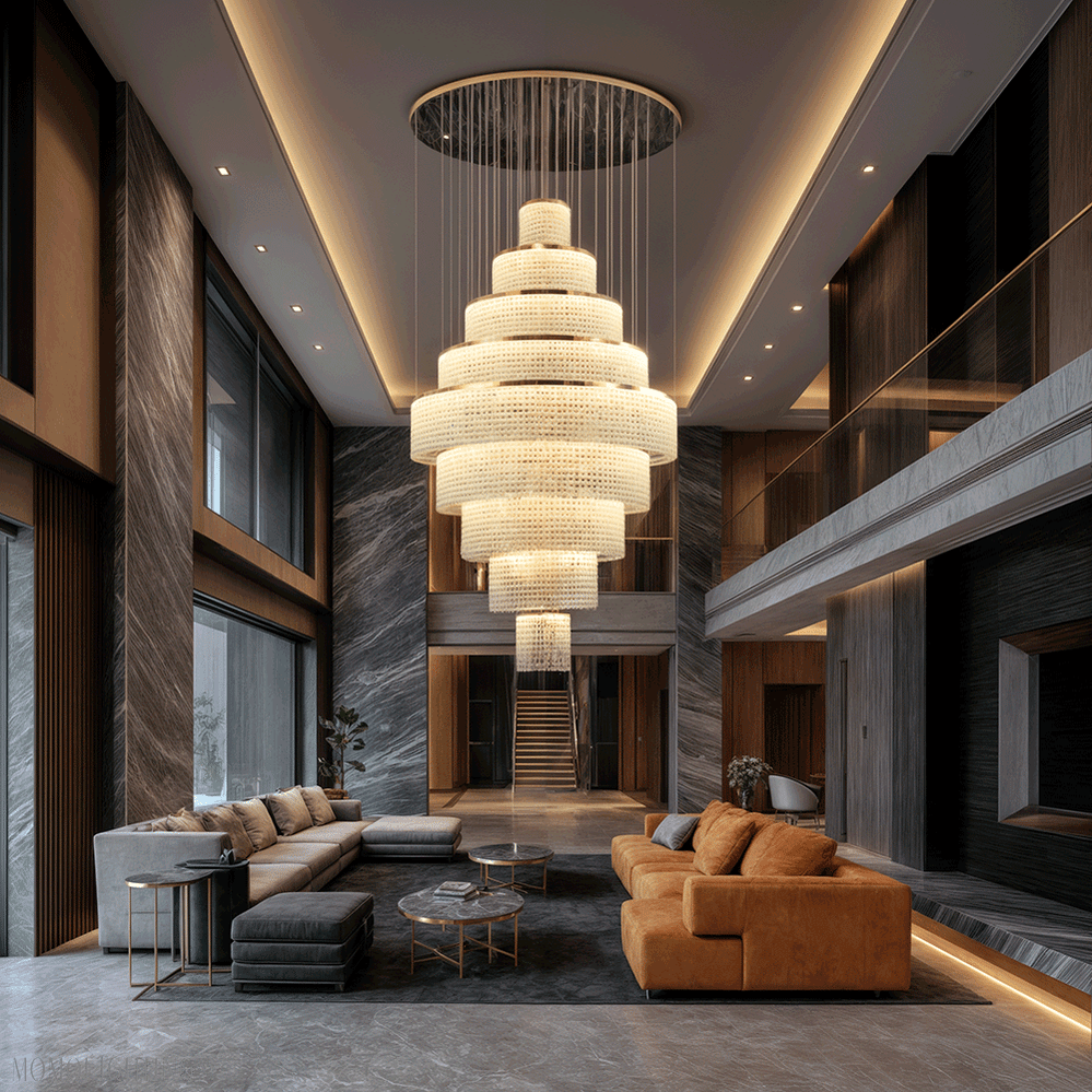 Melanie Crystal Ring Foyer & Staircase Chandelier-Nobipets