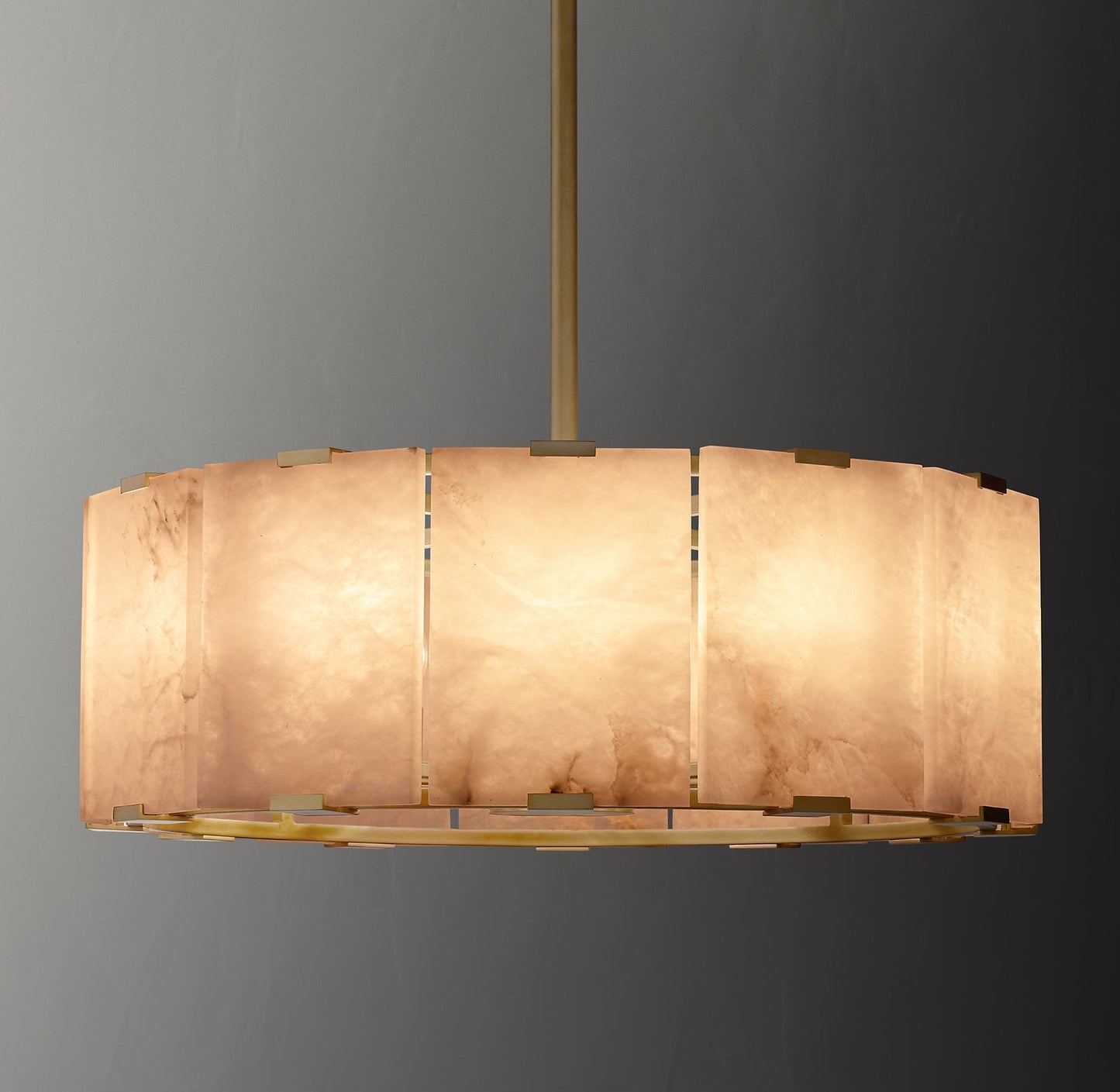 Modern Alabaster Round Pendant