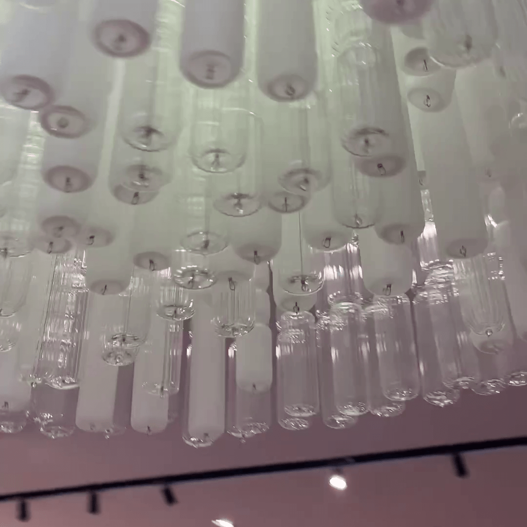 Modern Creative Art Design White&Transparent Tube Chandelier for Staircase/Foyer/Living Room-Nobipets