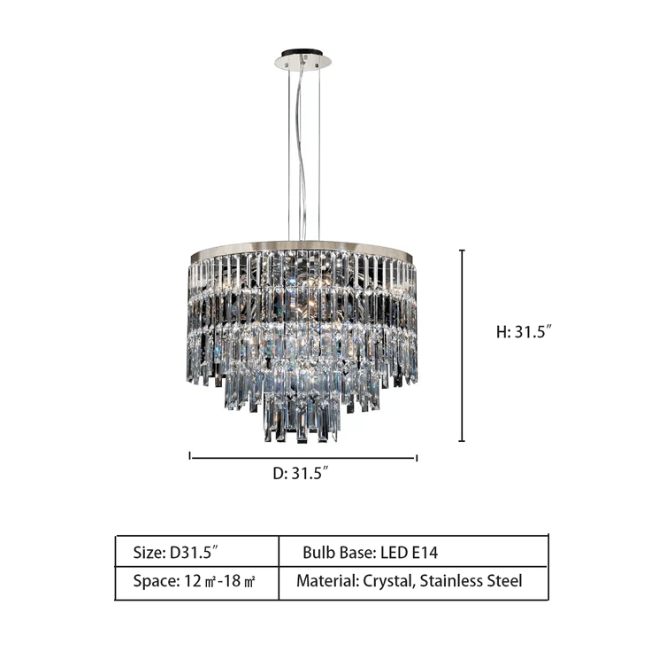 Modern Light Luxury Trendy Layers Crystal Pendant Chandelier for Living Room/Bedroom-Nobipets