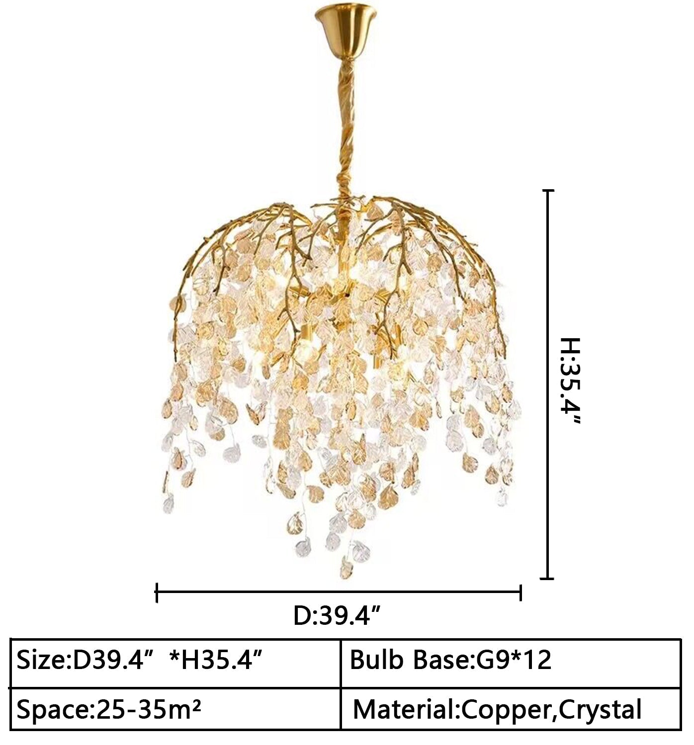 Modern Luxury Leaf Branch Glass Chandelier for Living/Dining Room/Bedroom-Nobipets