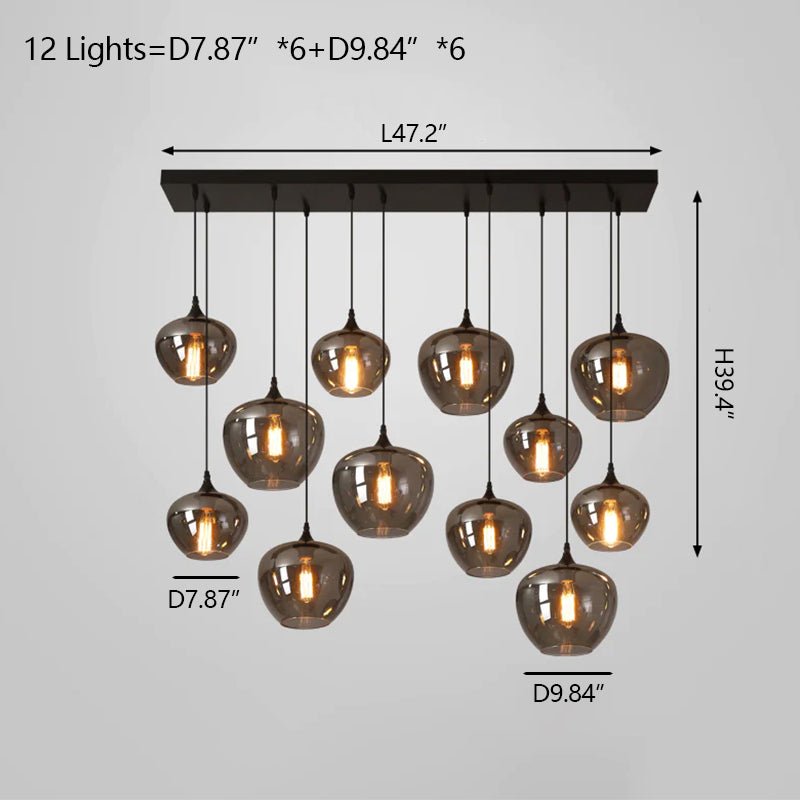 Modern Smoke Gray Glass Lamp Designer Chandelier for Cafe/Kitchen Island/Dining Room Style B-Nobipets