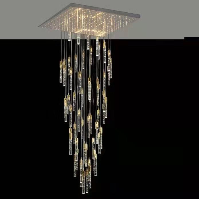 Modern Stair Light Foyer Staircase Hall Ceiling Lamps Spiral Stair Chandelier Crystal Droplight Luxury Hall Decoration Lights-Nobipets