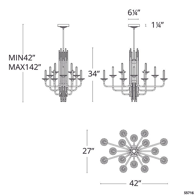 MOMO Crystal Chandelier S5716 Calliope 42" LED Chandelier