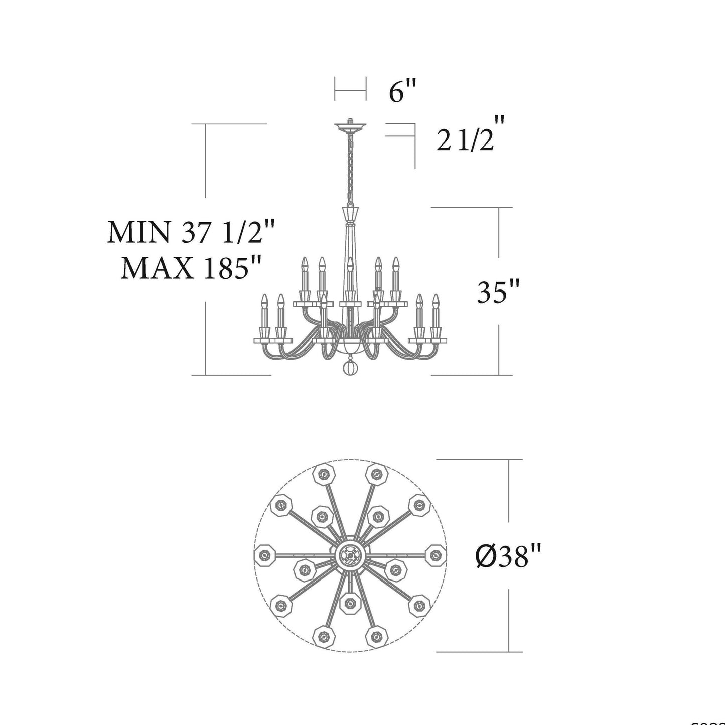 MOMO Crystal S9338 Amadeus 15-lt 38" Chandelier