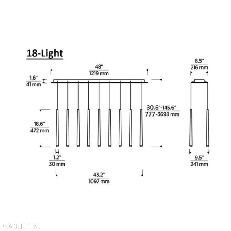 Noland 18-Light Linear Chandelier 48"-Nobipets
