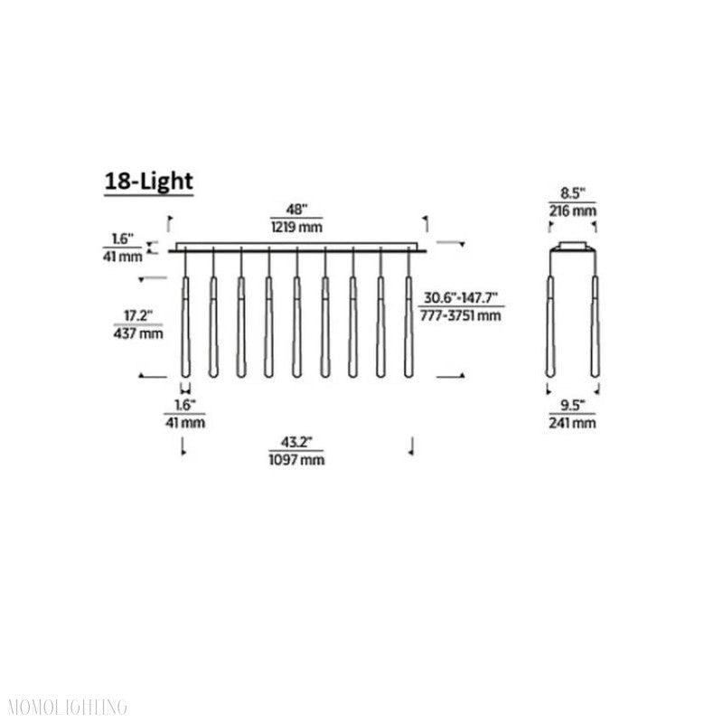 Noland 18-Light Linear Crystal Chandelier 48"-Nobipets