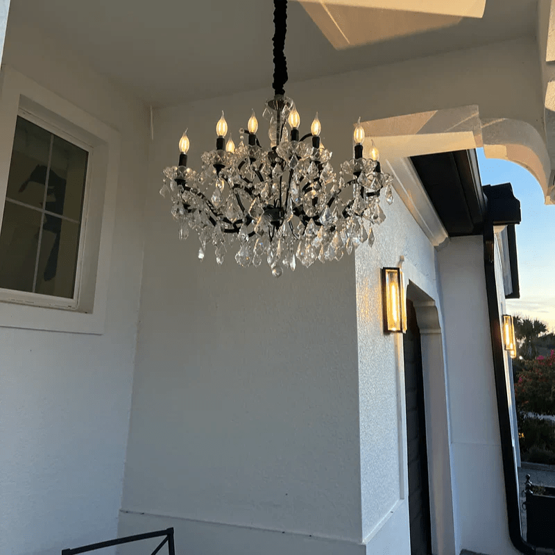 Rococo Iron & Crystal Round Chandelier D33''-Nobipets
