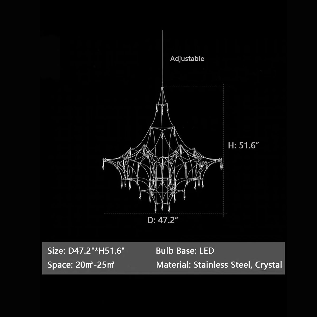 Romantic Event Art Decor K9 Crystal Pendant Light Living/ Dining Room Stainless Steel Chandelier In Chrome Finish-Nobipets