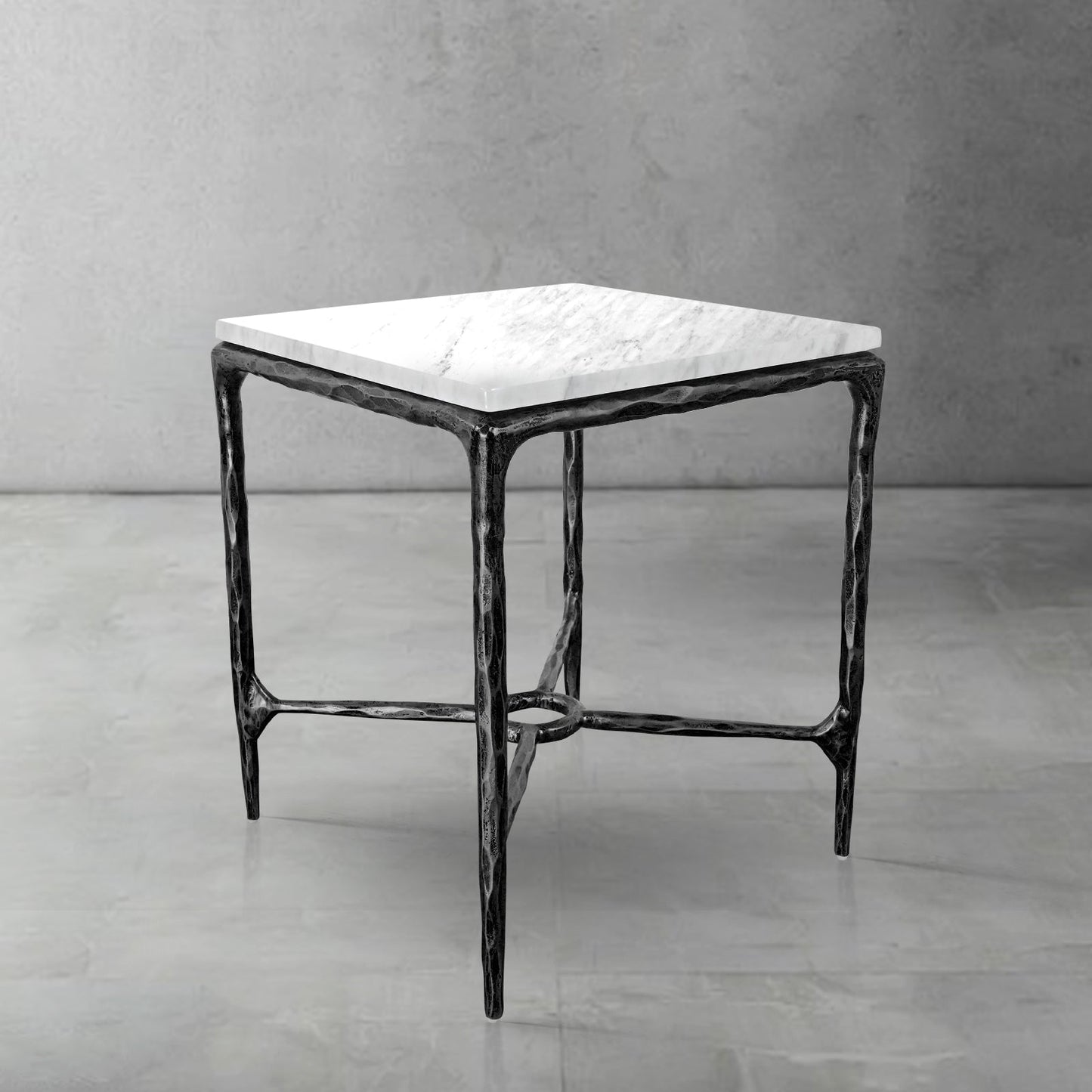 Thaddeus Mabrble Square Side Table 18" 22"