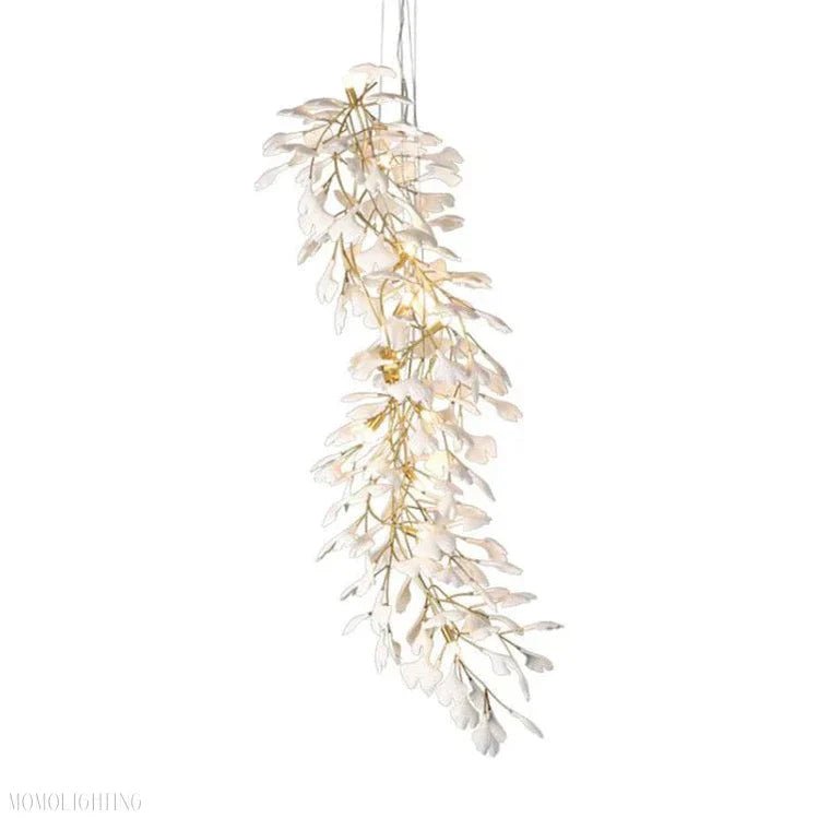 Vertical Modern Ceramic Petal Chandelier Stair Light-Nobipets