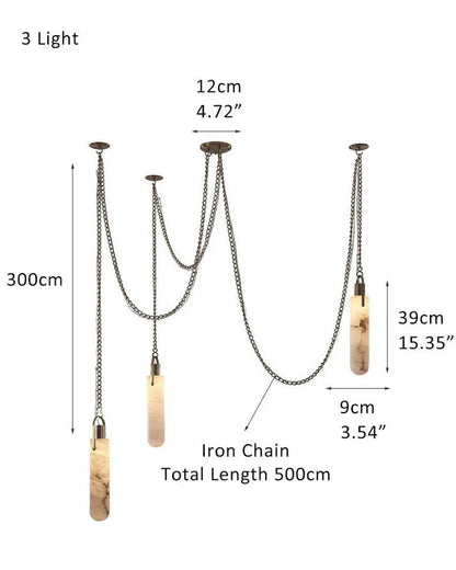 1/3/5/7/9/12/15-light LED Multi-Drop Aged Brass Hanging Lights for hall | alabaster shade