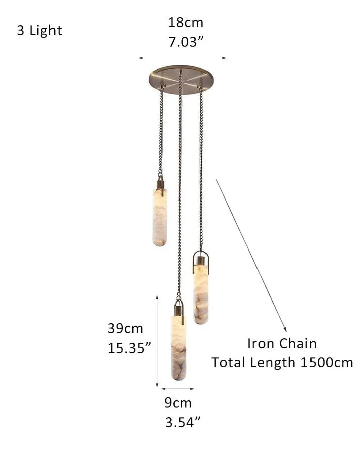 1/3/5/7/9/12/15-light LED Multi-Drop Aged Brass Hanging Lights for hall | alabaster shade