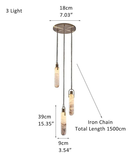 1/3/5/7/9/12/15-light LED Multi-Drop Aged Brass Hanging Lights for hall | alabaster shade