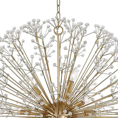 16-Light Brass Crystal Globe Chandelier 40”-Nobipets