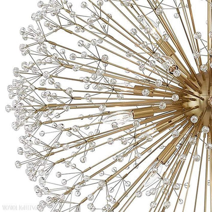 16-Light Brass Crystal Globe Chandelier 40”-Nobipets