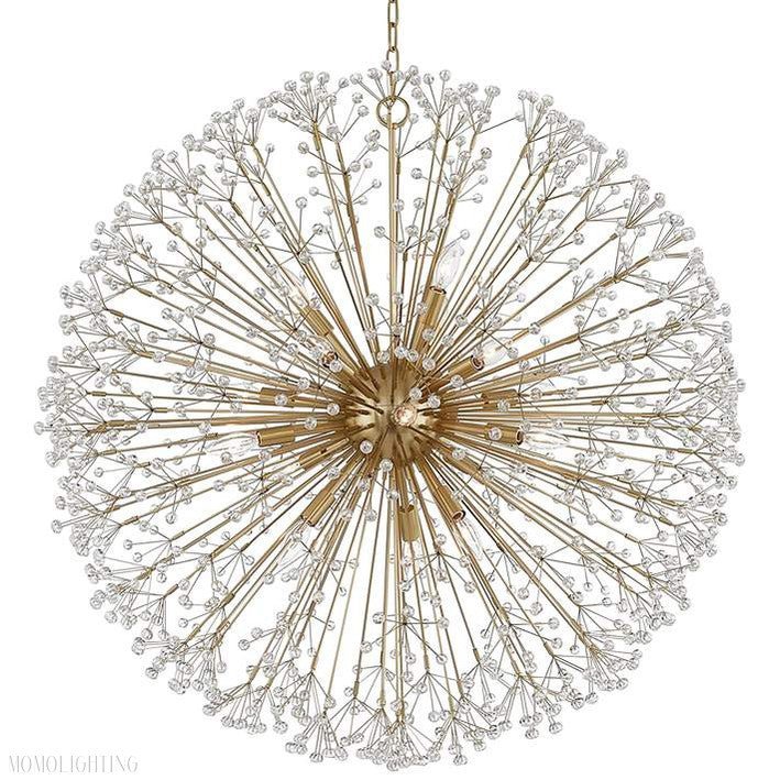 16-Light Brass Crystal Globe Chandelier 40”-Nobipets