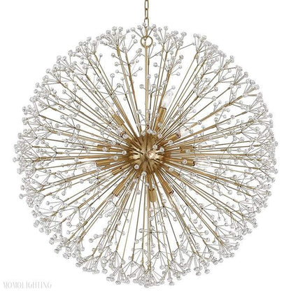 16-Light Brass Crystal Globe Chandelier 40”-Nobipets