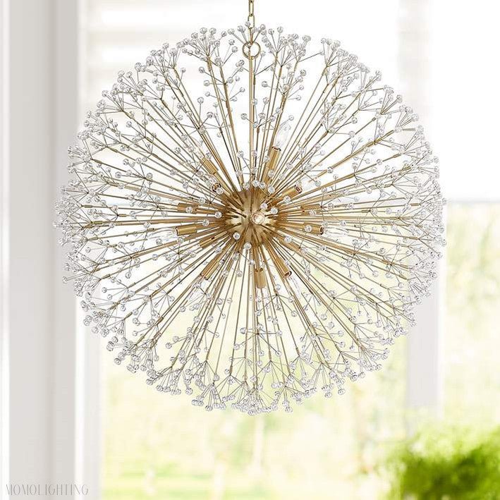 16-Light Brass Crystal Globe Chandelier 40”-Nobipets