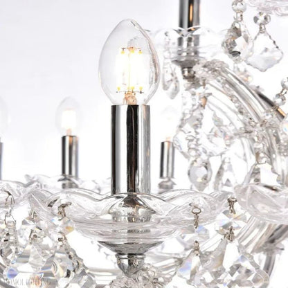 19TH Rococo Clear Royal Cut Crystal Round Chandelier 60"-Nobipets