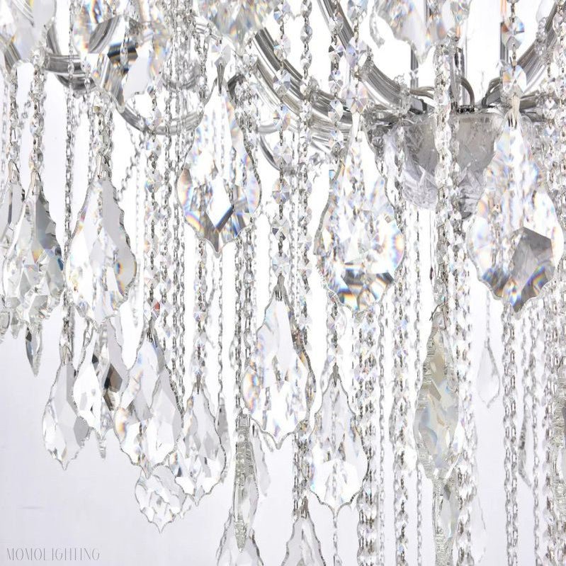 19TH Rococo Clear Royal Cut Crystal Round Chandelier 60"-Nobipets
