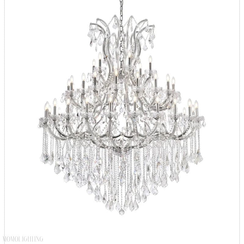 19TH Rococo Clear Royal Cut Crystal Round Chandelier 60"-Nobipets
