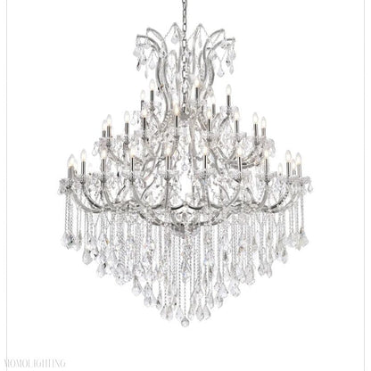 19TH Rococo Clear Royal Cut Crystal Round Chandelier 60"-Nobipets