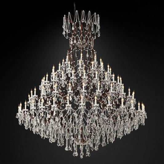 19TH Rococo Crystal Round Chandelier 101"-Nobipets